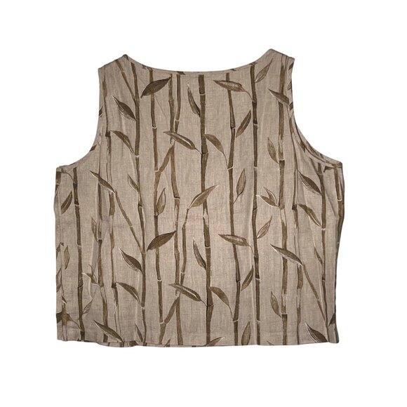 LIZ CLAIBORNE 100% Linen Bamboo Print Sleeveless Shirt Size XL - Picture 2 of 11